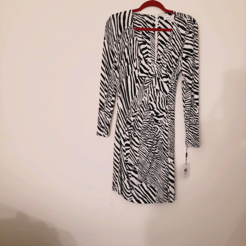 NWT Calvin Klein Black and White Zebra Print Dress